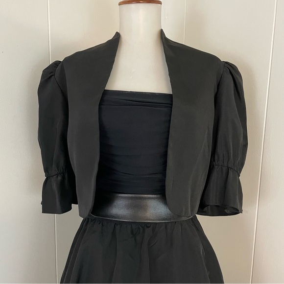 Vintage Puff Sleeve Crop Jacket with Sleeveless A-Line Dress - Picture 11 of 14